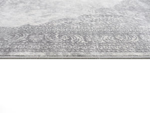 HomeRoots 2' Gray Distressed Medallion Runner Rug - Timeless Elegance for Hallways with Luxurious Comfort & Style 2' x 13' 390075