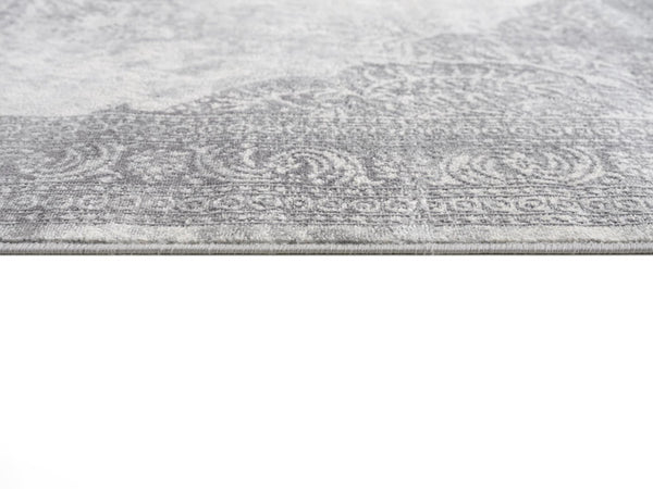 HomeRoots 2' Gray Distressed Medallion Runner Rug - Timeless Elegance for Hallways with Luxurious Comfort & Style 2' x 15' 390076