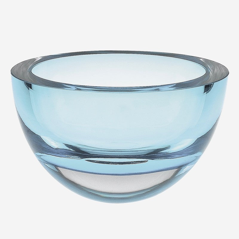 Homeroots Aqua Blue Mouth Blown Polish Crystal Thick Walled Bowl   390091