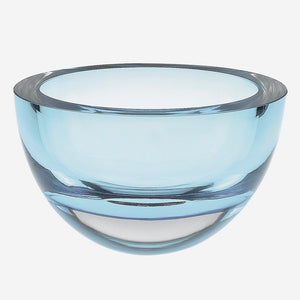 Homeroots Aqua Blue Mouth Blown Polish Crystal Thick Walled Bowl   390091