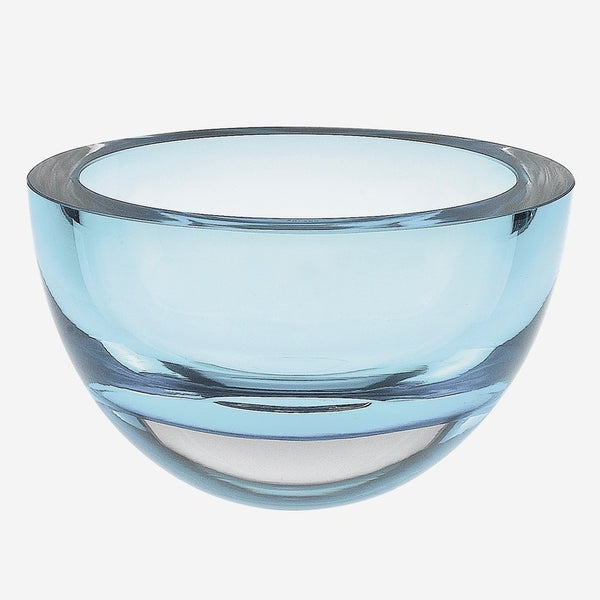 Homeroots Aqua Blue Mouth Blown Polish Crystal Thick Walled Bowl   390091