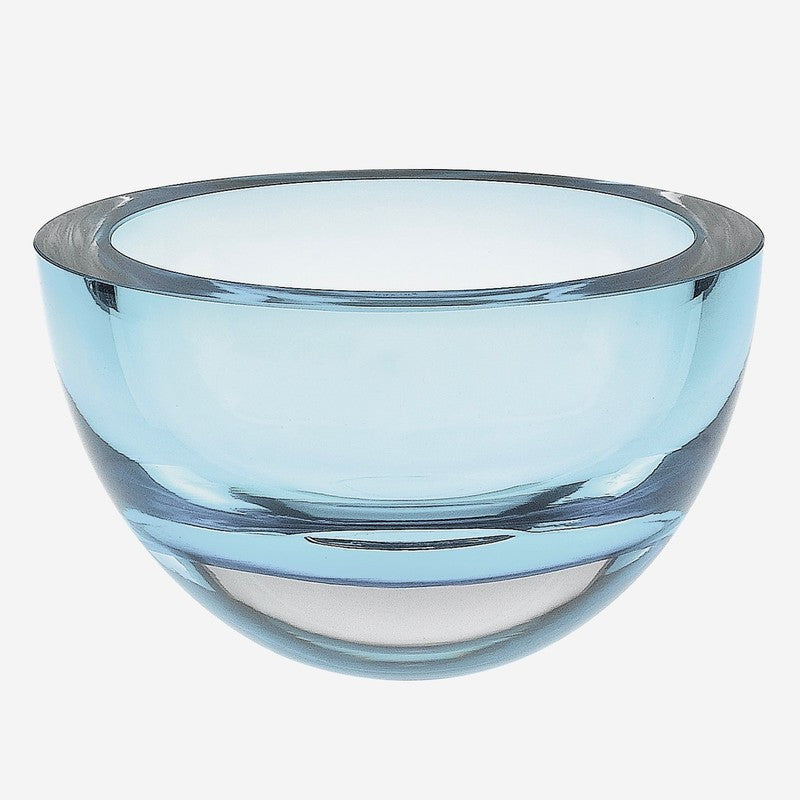 Homeroots Aqua Blue Mouth Blown Polish Crystal Thick Walled Bowl   390091