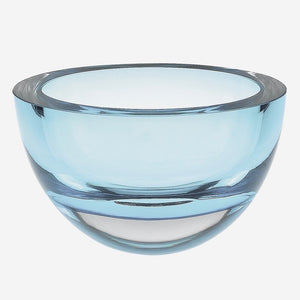 Homeroots Aqua Blue Mouth Blown Polish Crystal Thick Walled Bowl   390091
