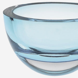 Homeroots Aqua Blue Mouth Blown Polish Crystal Thick Walled Bowl   390091
