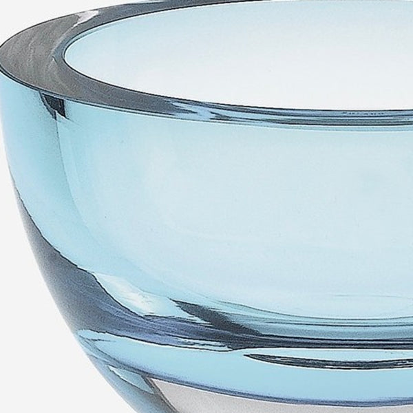 Homeroots Aqua Blue Mouth Blown Polish Crystal Thick Walled Bowl   390091