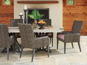 Lexington Tommy Bahama Outdoor 3900 Dining Table With Stylish Weatherstone Top And Durable Aluminum Base For Elegant Outdoor Spaces Driftwood Wood 3900-876c