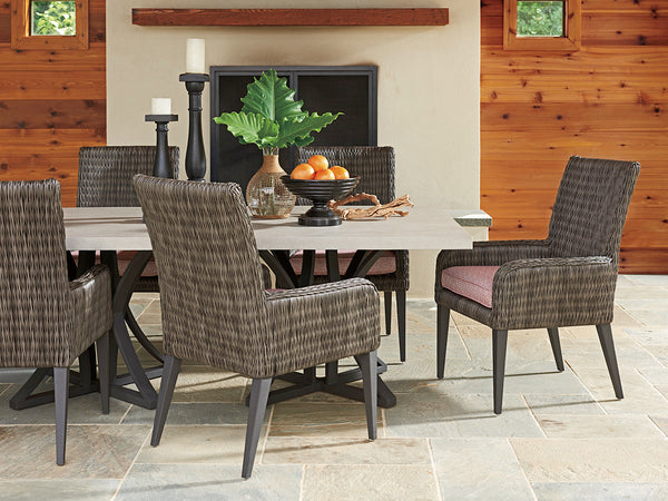 Lexington Tommy Bahama Outdoor 3900 Dining Table With Stylish Weatherstone Top And Durable Aluminum Base For Elegant Outdoor Spaces Driftwood Wood 3900-876c