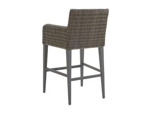 Lexington Tommy Bahama Outdoor 3900-16-40 Cypress Point Ocean Terrace Bar Stool - Stylish All-weather Wicker & Aluminum Frame Design Driftwood Wood 3900-16-40