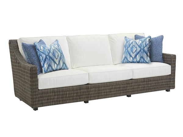 Lexington Tommy Bahama Outdoor 3900-33 Cypress Point Ocean Terrace Long Sofa - Elegant All-weather Wicker & Versatile Seating Design Driftwood Wood 3900-33-42