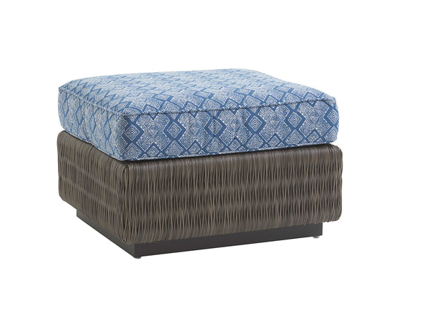 Lexington Tommy Bahama Outdoor 3900-44-40 Ottoman: Cypress Point Ocean Terrace With All-weather Wicker & Contemporary Weatherstone Top Driftwood Wood 3900-44-40