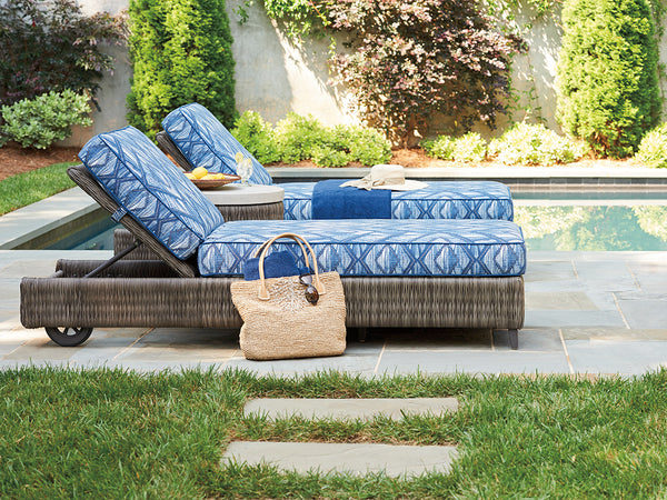 Lexington Tommy Bahama Outdoor 3900-75-41 Cypress Point Ocean Terrace Chaise Lounge With Weatherstone Top And Wicker Finish Driftwood Wood 3900-75-41