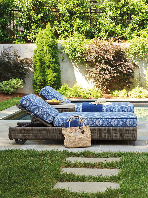 Lexington Tommy Bahama Outdoor 3900-75-41 Cypress Point Ocean Terrace Chaise Lounge With Weatherstone Top And Wicker Finish Driftwood Wood 3900-75-41