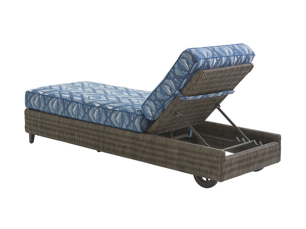 Lexington Tommy Bahama Outdoor 3900-75-41 Cypress Point Ocean Terrace Chaise Lounge With Weatherstone Top And Wicker Finish Driftwood Wood 3900-75-41