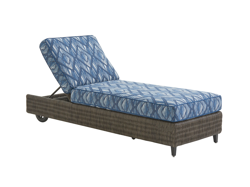 Lexington Tommy Bahama Outdoor 3900-75-41 Cypress Point Ocean Terrace Chaise Lounge With Weatherstone Top And Wicker Finish Driftwood Wood 3900-75-41