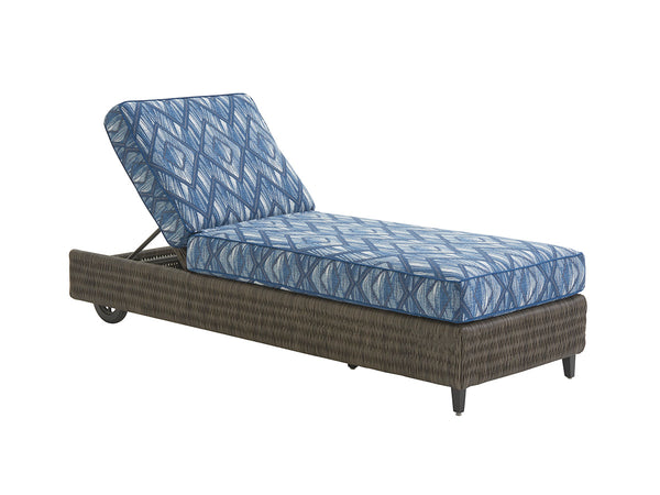 Lexington Tommy Bahama Outdoor 3900-75-41 Cypress Point Ocean Terrace Chaise Lounge With Weatherstone Top And Wicker Finish Driftwood Wood 3900-75-41
