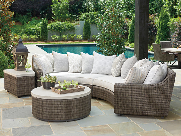 Lexington Tommy Bahama Outdoor 3900-950 Accent Table - Stylish All-weather Wicker With Weatherstone Top For Elegant Outdoor Spaces Driftwood Wood 3900-950