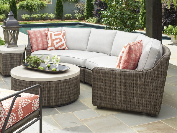 Lexington Tommy Bahama Outdoor 3900-950 Accent Table - Stylish All-weather Wicker With Weatherstone Top For Elegant Outdoor Spaces Driftwood Wood 3900-950