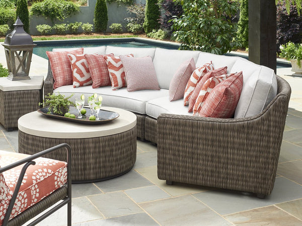 Lexington Tommy Bahama Outdoor 3900 Cocktail Table - Sophisticated Driftwood Gray Wicker With Durable Weatherstone Top For Outdoor Elegance Driftwood Wood 3900-943