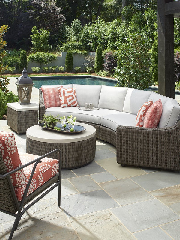 Lexington Tommy Bahama Outdoor 3900 Cocktail Table - Sophisticated Driftwood Gray Wicker With Durable Weatherstone Top For Outdoor Elegance Driftwood Wood 3900-943