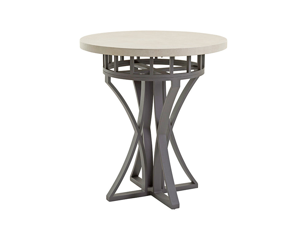 Lexington Tommy Bahama Outdoor 3900-873 Stylish High/Low Bistro Table With Durable Weatherstone Top And Elegant Woven Wicker Design Driftwood Wood 3900-873