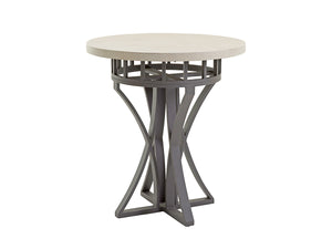 Lexington Tommy Bahama Outdoor 3900-873 Stylish High/Low Bistro Table With Durable Weatherstone Top And Elegant Woven Wicker Design Driftwood Wood 3900-873