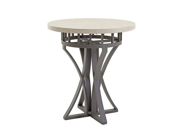 Lexington Tommy Bahama Outdoor 3900-873 Stylish High/Low Bistro Table With Durable Weatherstone Top And Elegant Woven Wicker Design Driftwood Wood 3900-873