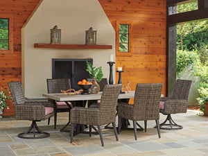 Lexington Tommy Bahama Outdoor 3900 Dining Table With Stylish Weatherstone Top And Durable Aluminum Base For Elegant Outdoor Spaces Driftwood Wood 3900-876c