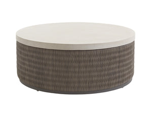 Lexington Tommy Bahama Outdoor 3900 Cocktail Table - Sophisticated Driftwood Gray Wicker With Durable Weatherstone Top For Outdoor Elegance Driftwood Wood 3900-943