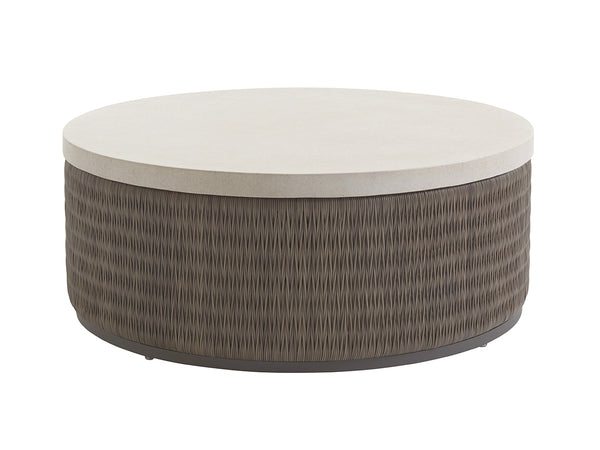 Lexington Tommy Bahama Outdoor 3900 Cocktail Table - Sophisticated Driftwood Gray Wicker With Durable Weatherstone Top For Outdoor Elegance Driftwood Wood 3900-943