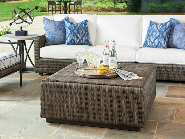 Lexington Tommy Bahama Outdoor 3900 Cocktail Table - Sophisticated Driftwood Gray Wicker With Durable Weatherstone Top For Outdoor Elegance Driftwood Wood 3900-947