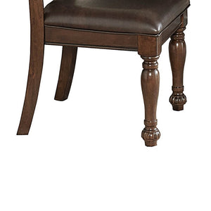 English Elm Wood Frame Carved Camelback Dining Chairs Traditional Leatherette Set for Formal Rooms B056P412646