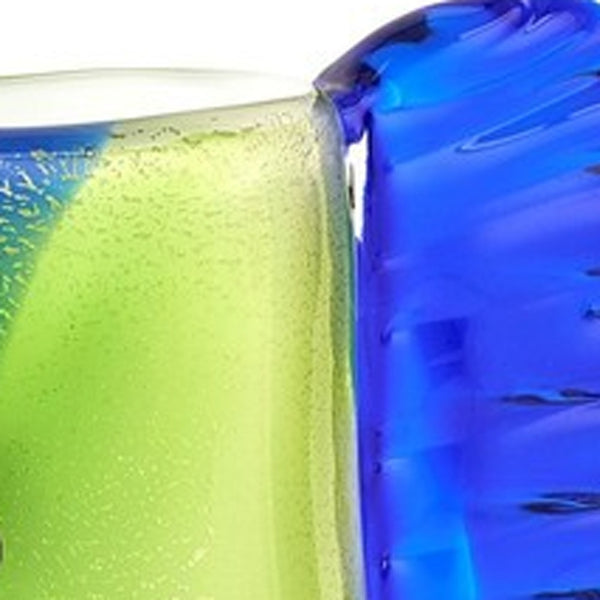 Homeroots 13" Blue And Green Murano Glass Modern Abstract Face Tabletop Sculpture  Murano Glass 390103