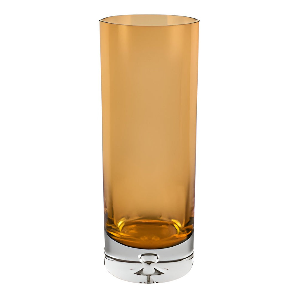 HomeRoots 11" Amber and Clear Lead-Free Crystal Table Vase - Modern Elegance for Floral Arrangements & Decor 390105