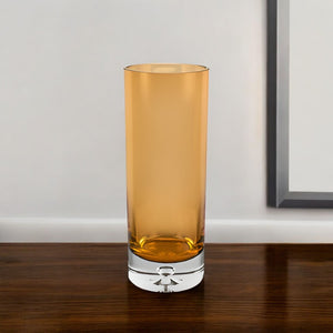 HomeRoots 11" Amber and Clear Lead-Free Crystal Table Vase - Modern Elegance for Floral Arrangements & Decor 390105
