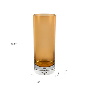 HomeRoots 11" Amber and Clear Lead-Free Crystal Table Vase - Modern Elegance for Floral Arrangements & Decor 390105