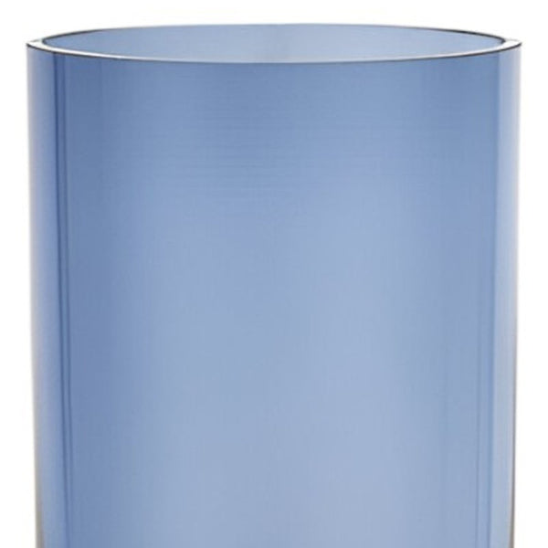 HomeRoots 11" Handcrafted Blue and Clear Crystal Glass Table Vase – Elegant Centerpiece for Any Occasion 390106