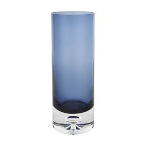 HomeRoots 11" Handcrafted Blue and Clear Crystal Glass Table Vase – Elegant Centerpiece for Any Occasion 390106