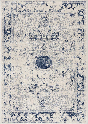 Homeroots 4' X 6' Navy Blue Distressed Floral Area Rug  Polypropylene 390145