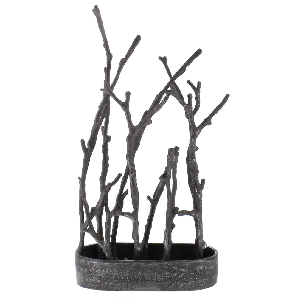 Homeroots 14" Gray Metal Tree Branches Tabletop Sculpture  Aluminum 390148