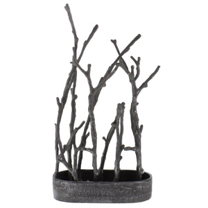 Homeroots 14" Gray Metal Tree Branches Tabletop Sculpture  Aluminum 390148