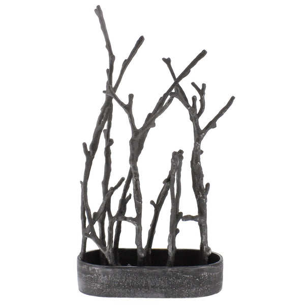 Homeroots 14" Gray Metal Tree Branches Tabletop Sculpture  Aluminum 390148