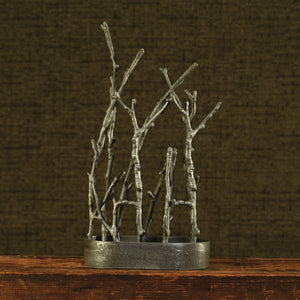 Homeroots 14" Gray Metal Tree Branches Tabletop Sculpture  Aluminum 390148