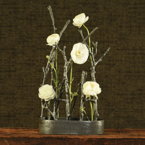 Homeroots 14" Gray Metal Tree Branches Tabletop Sculpture  Aluminum 390148