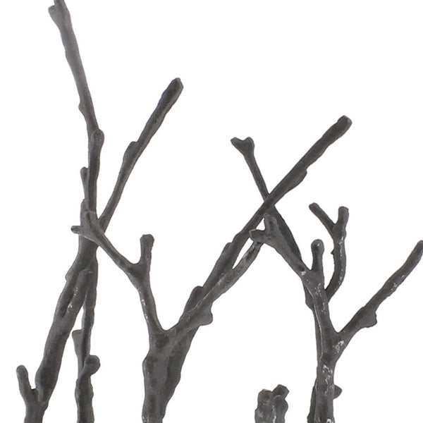 Homeroots 14" Gray Metal Tree Branches Tabletop Sculpture  Aluminum 390148