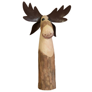 Homeroots Jumbo Wood And Metal Moose Sculpture  Manufactured Wood 390156