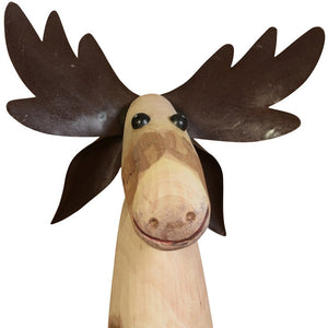 Homeroots Jumbo Wood And Metal Moose Sculpture  Manufactured Wood 390156