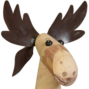 Homeroots 19" Brown Wood And Metal Moose Tabletop Sculpture  Wood,Metal 390160