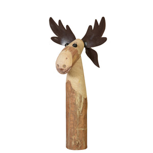 Homeroots 19" Brown Wood And Metal Moose Tabletop Sculpture  Wood,Metal 390160