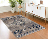 Homeroots 4' X 6' Beige And Blue Boho Chic Area Rug  Polypropylene 390163