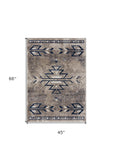 Homeroots 4' X 6' Beige And Blue Boho Chic Area Rug  Polypropylene 390163